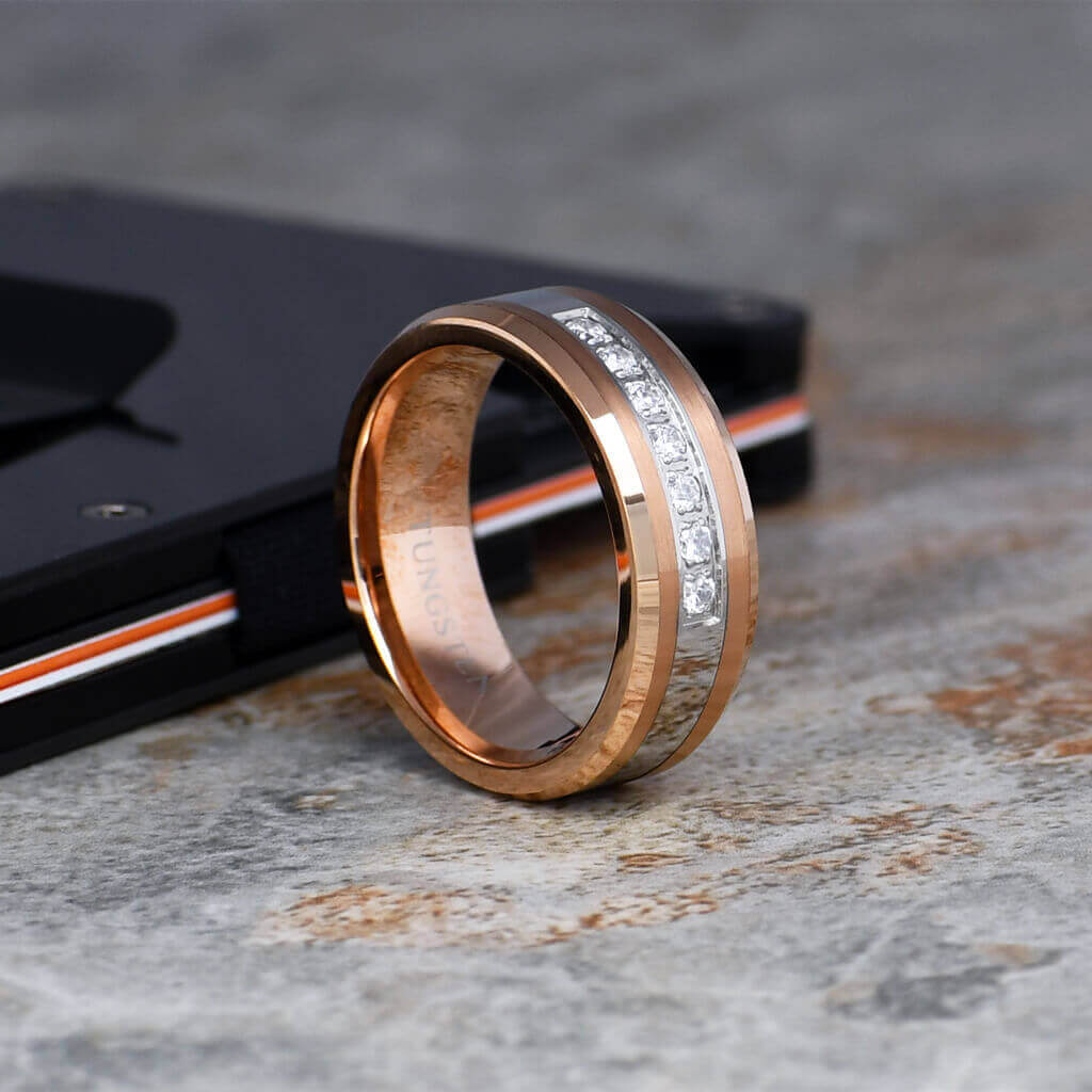 GAMA Rose-Gold Tungsten Wedding Band | Gaboni Jewelers