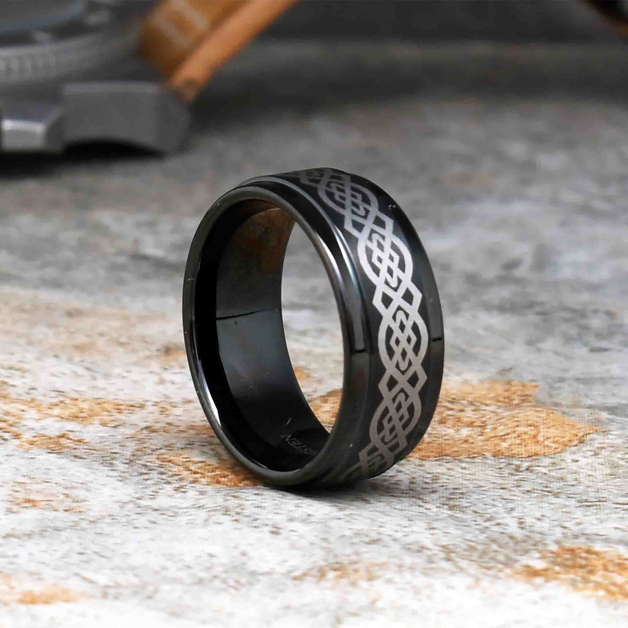 BARRO Knot Black Tungsten Mens Wedding Band - Gaboni Jewelers