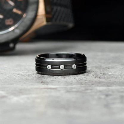 BETOT Mens Wedding Band in Black Zirconium