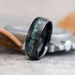 ECO Men's Moss Agate Ring Band Tungsten