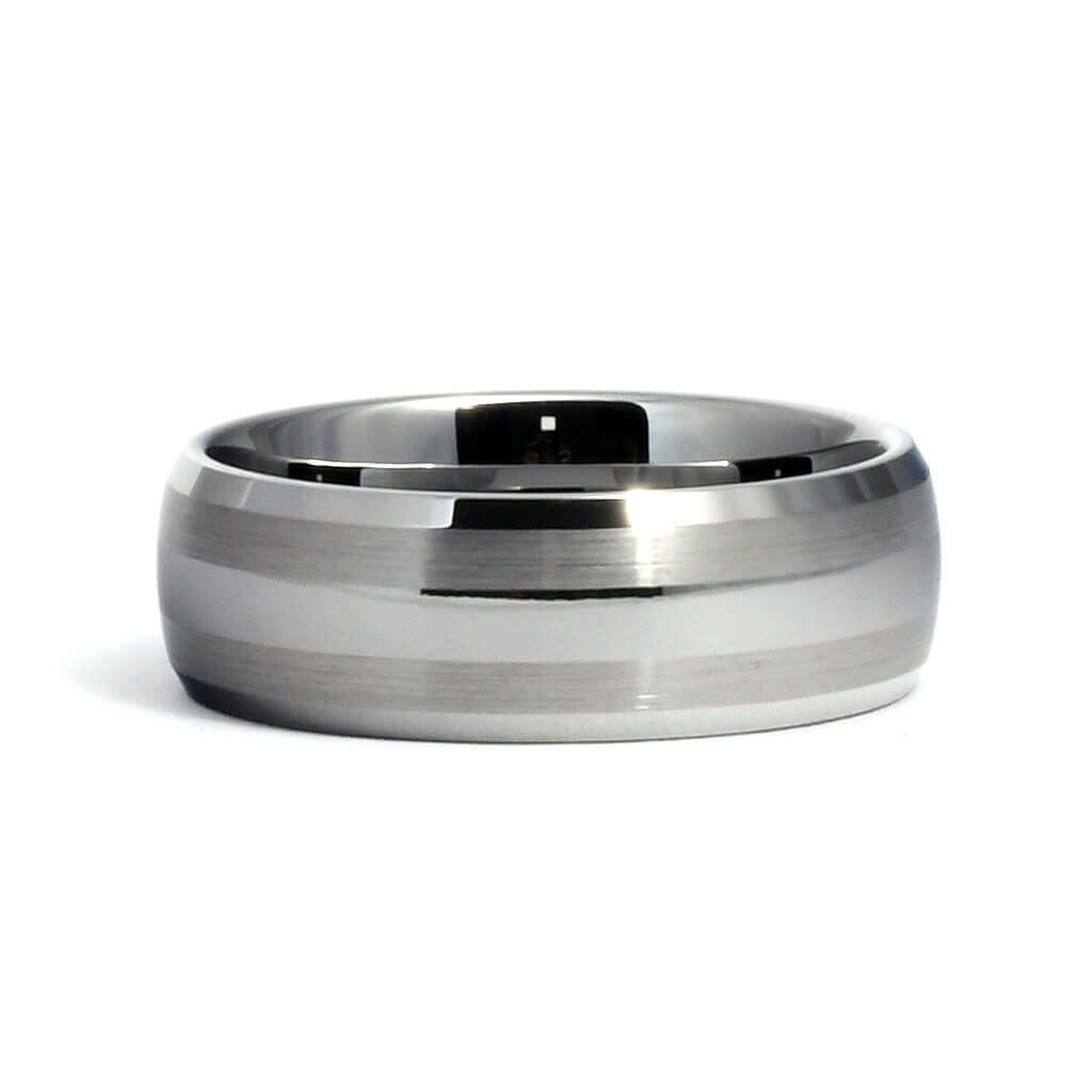 THOR Tungsten Men's Wedding Band: 8mm, Dome, 2 Stripes