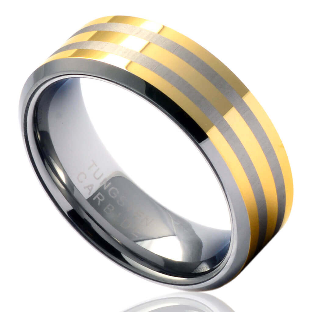 SCOT Men's Tungsten Wedding Band with Gold