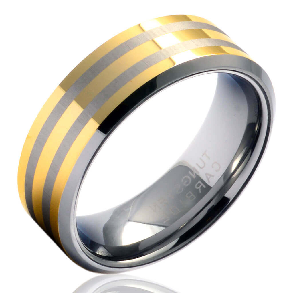 SCOT Men's Tungsten Wedding Band with Gold