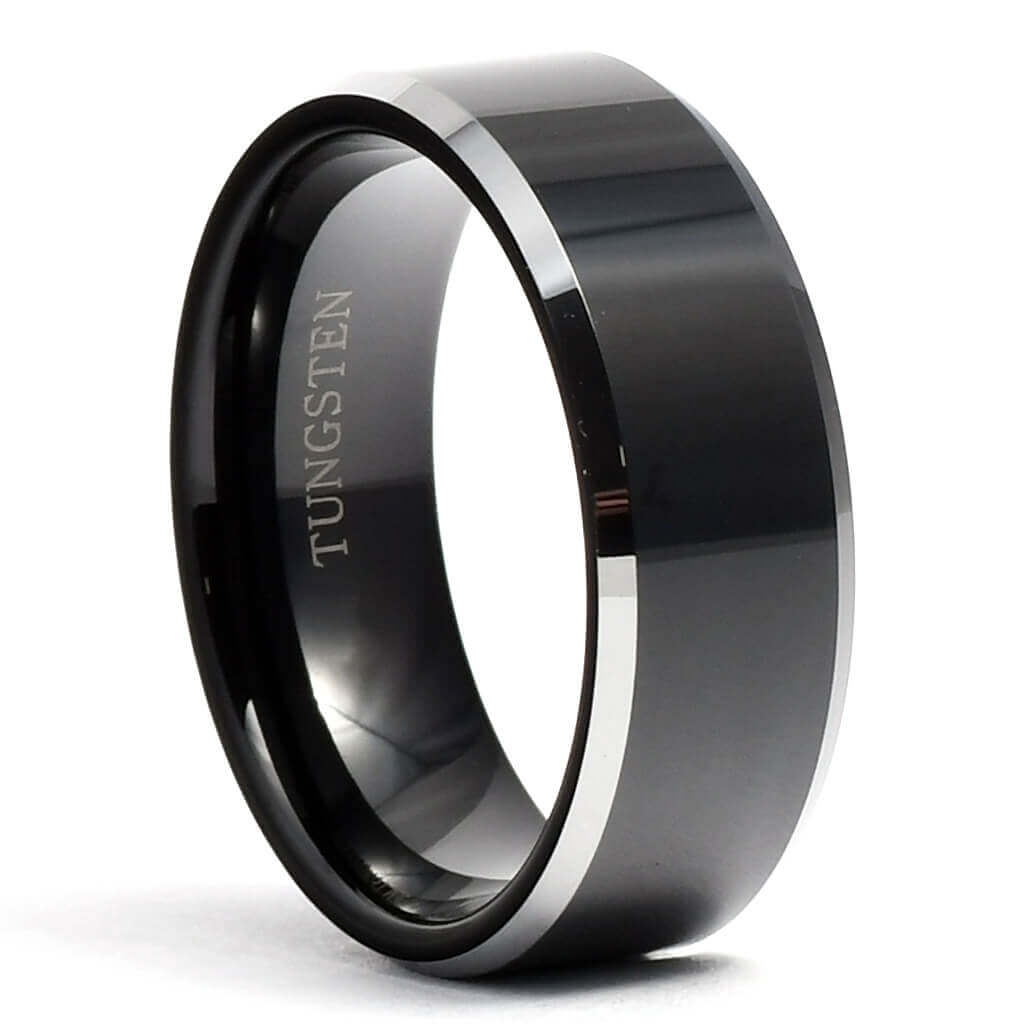 MACLAREN Tungsten Man Wedding Band Black w/ Bevels