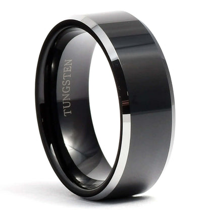 MACLAREN Tungsten Man Wedding Band Black w/ Bevels