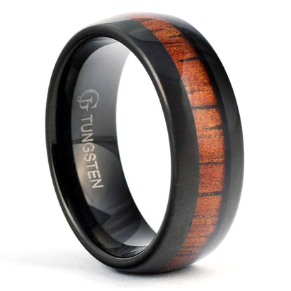 BILLY Men's Tungsten Koa Wood Ring Band Black - Gaboni Jewelers