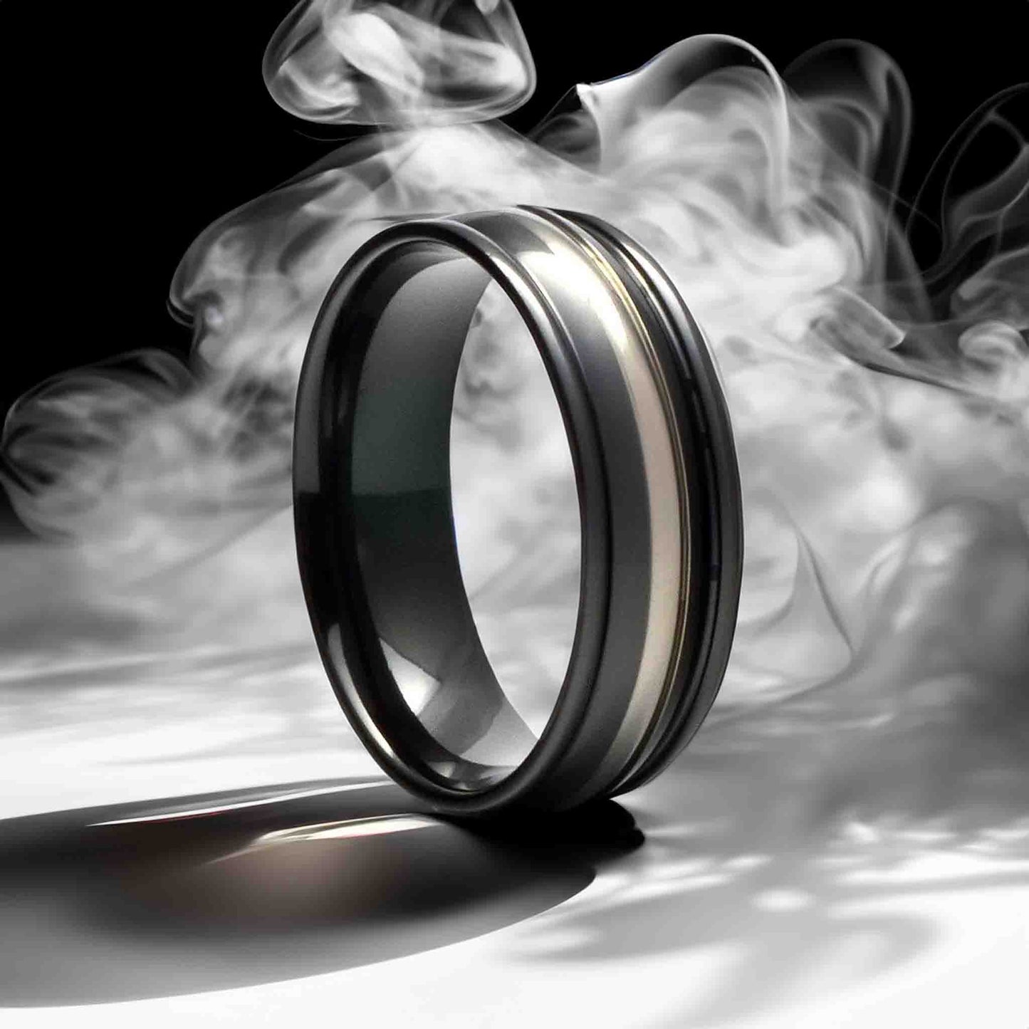 ARTAS Silver Black Zirconium Wedding Ring