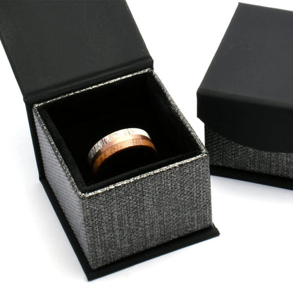 HUNTER Antler Men's Wedding Band Whiskey Barrel Ring