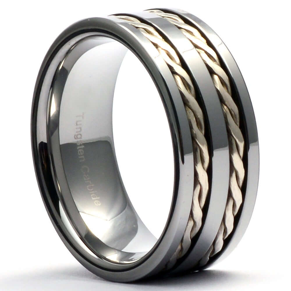 ERTON Tungsten Wedding Ring Double 925 Silver Knot