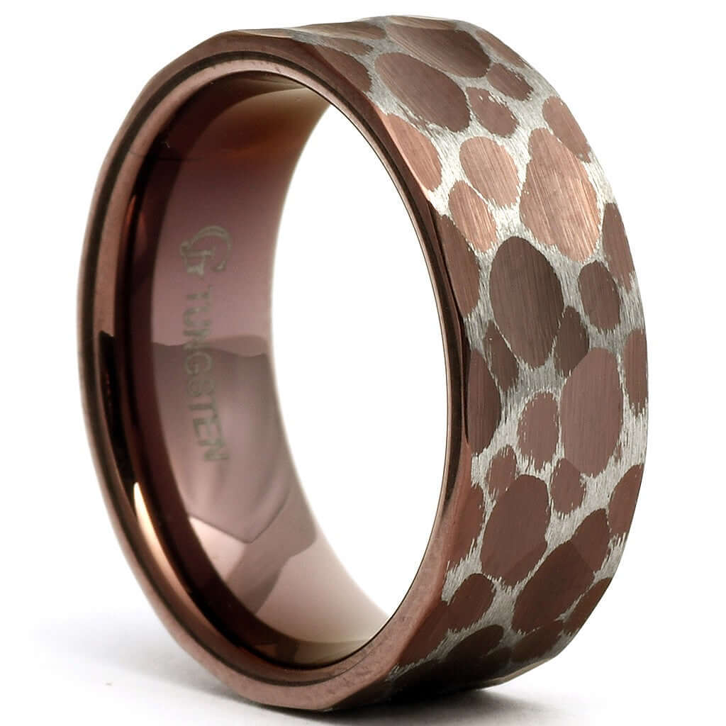 Hammered Tungsten Wedding Band / Brown - CONAN - Gaboni Jewelers