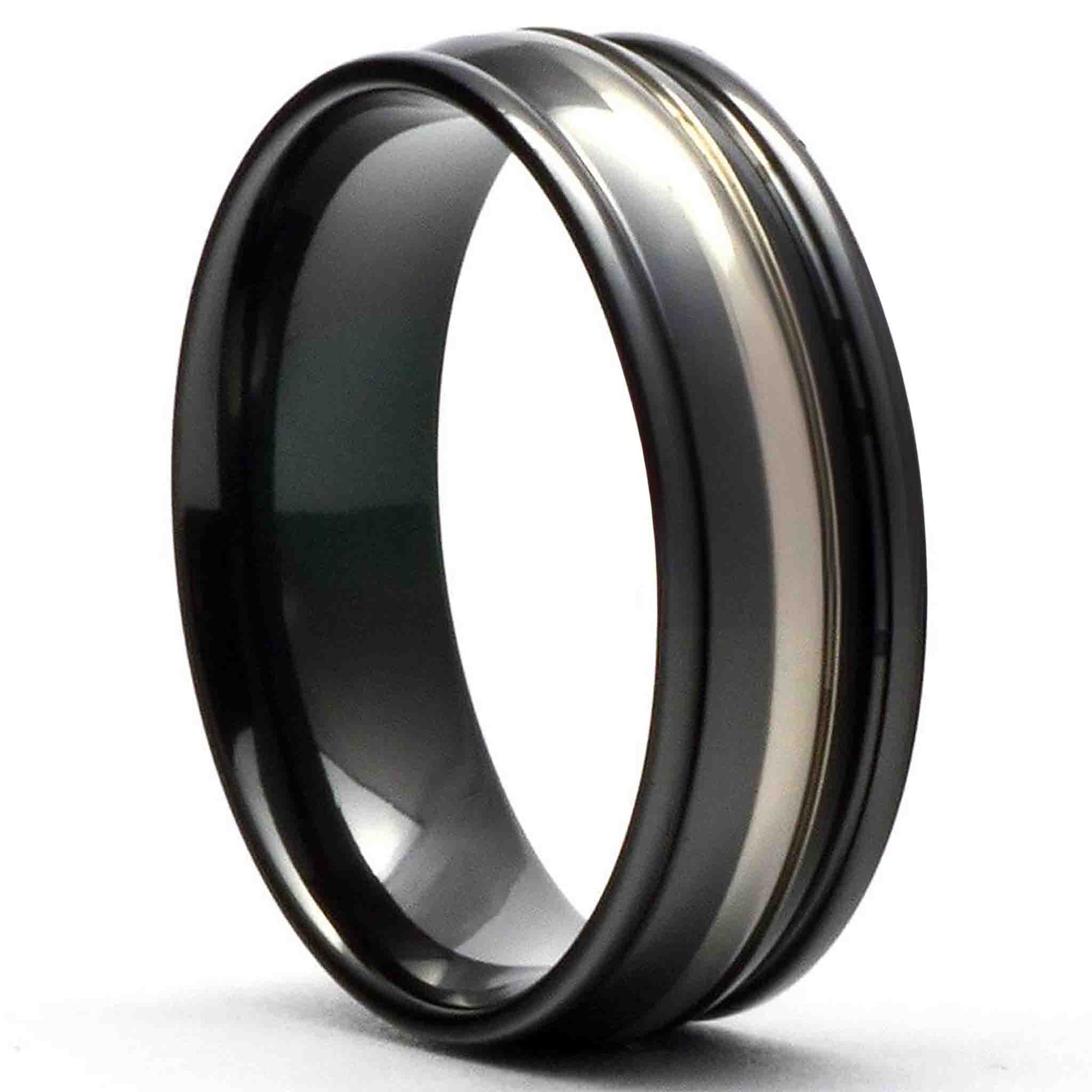 ARTAS Silver Black Zirconium Wedding Ring - Gaboni Jewelers