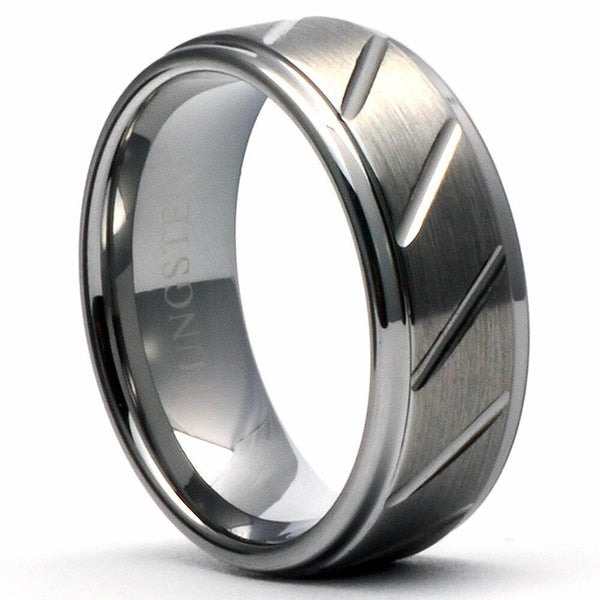 6mm,Unique,Gun Metal,Gray Brushed,Rose Gold Groove,Tungsten RIng,Unise