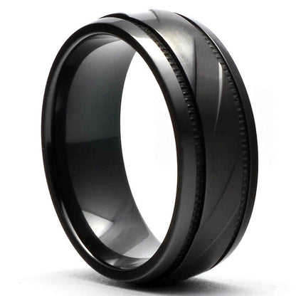 ATOS Round Milled Mens Black Zirconium Wedding Band - Gaboni Jewelers