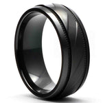 ATOS Round Milled Mens Black Zirconium Wedding Band - Gaboni Jewelers