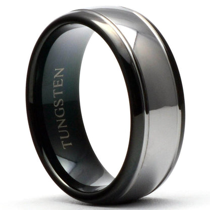 CATO Black Two Tone Tungsten Wedding Band - Gaboni Jewelers