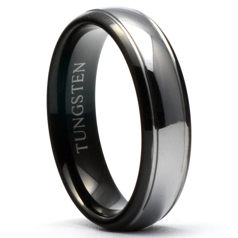 CATO Black Two Tone Tungsten Wedding Band - Gaboni Jewelers