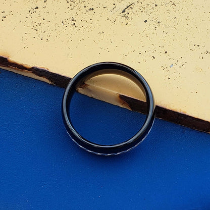 DETOR Braided Tungsten Wedding Band Silver Inlay Black Ring - Gaboni Jewelers