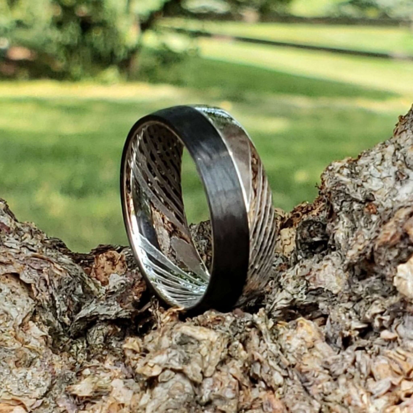 GIBILI Damascus Wedding Band Ring - Gaboni Jewelers