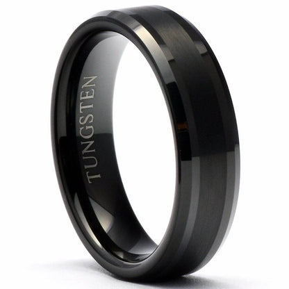 HAMILTON Black Tungsten Men's Wedding Band 6mm - Gaboni Jewelers