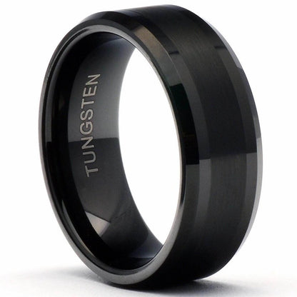 HAMILTON Black Tungsten Men's Wedding Band 8mm - Gaboni Jewelers