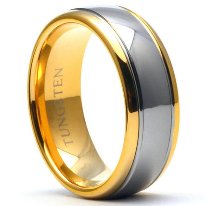 IMMAC 14K Gold Plated Two-Tone 8mm Tungsten Wedding Band - Gaboni Jewelers