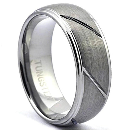 IROM 6mm Round Tungsten Wedding Band Women Men Brushed - Gaboni Jewelers