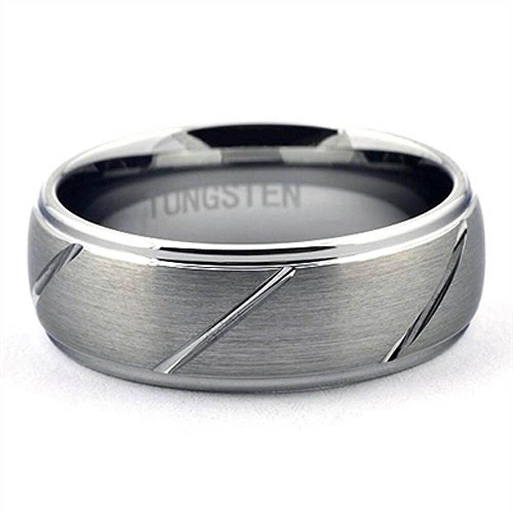 IROM 6mm Round Tungsten Wedding Band Women Men Brushed - Gaboni Jewelers