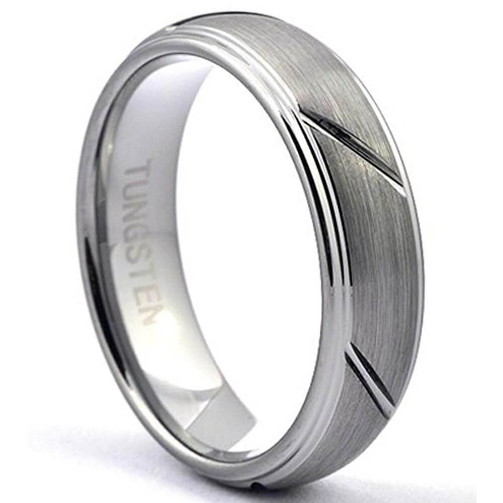 IROM 6mm Round Tungsten Wedding Band Women Men Brushed - Gaboni Jewelers