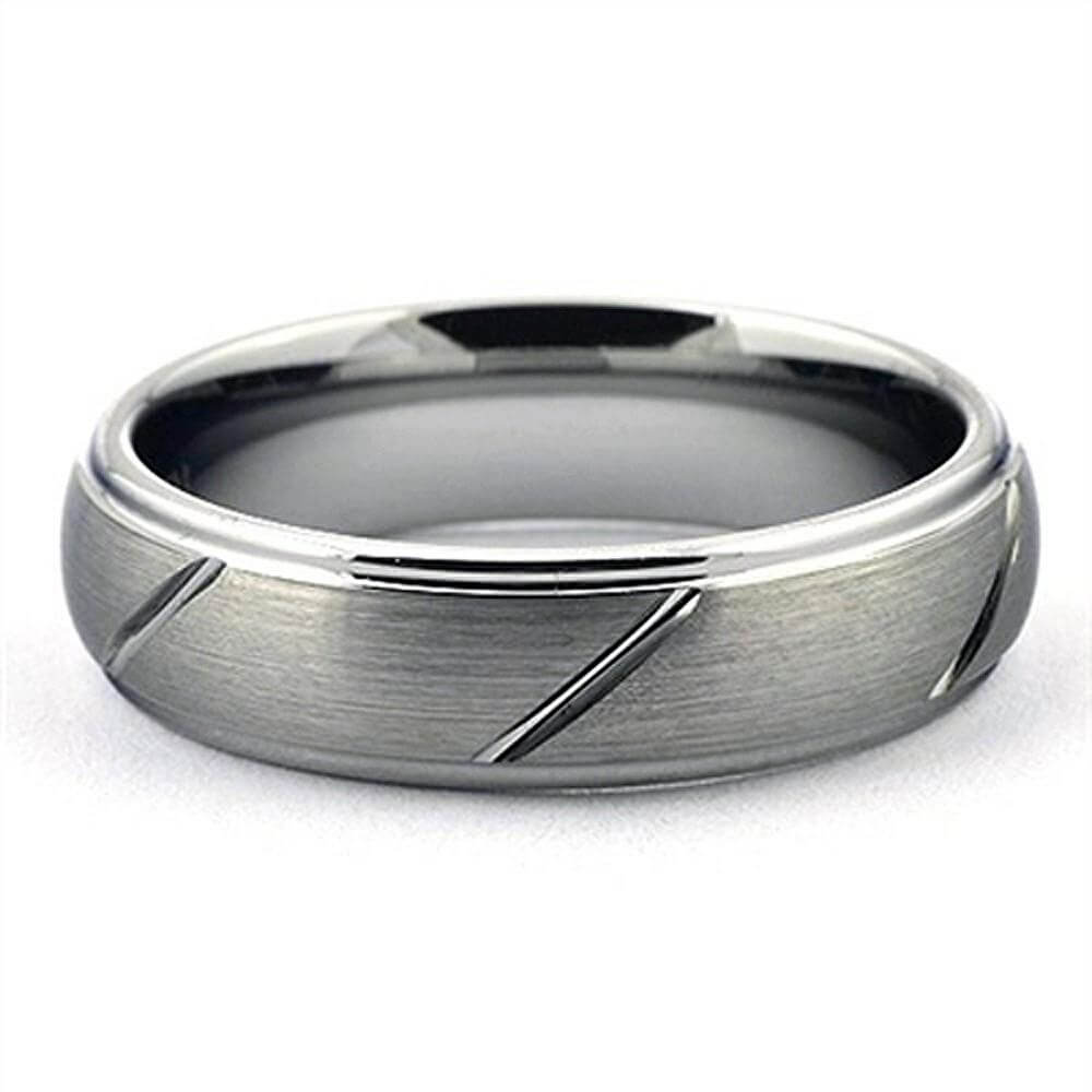 IROM 6mm Round Tungsten Wedding Band Women Men Brushed - Gaboni Jewelers