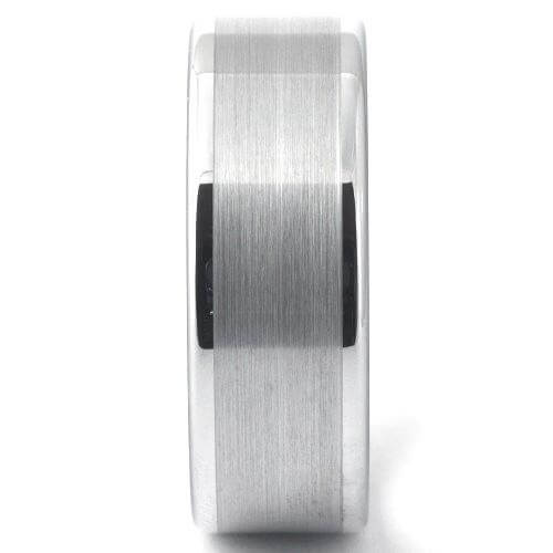 KOLLAN Flat White Tungsten Ring Brushed Band - Gaboni Jewelers