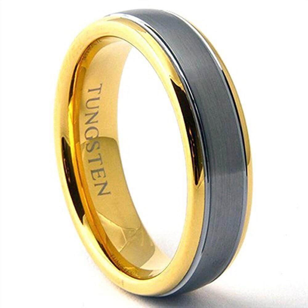 KROMIC 6mm Tungsten Wedding Band Women Men Gold-Tone - Gaboni Jewelers