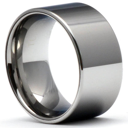 LULO 10mm Men's Tungsten Ring for Him Polished Shiny Pipe Cut - Gaboni Jewelers