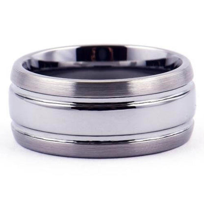 MAX 10mm Tungsten Wedding Band for Men Rounded & Brushed Sides - Gaboni Jewelers