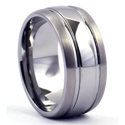 MAX 10mm Tungsten Wedding Band for Men Rounded & Brushed Sides - Gaboni Jewelers