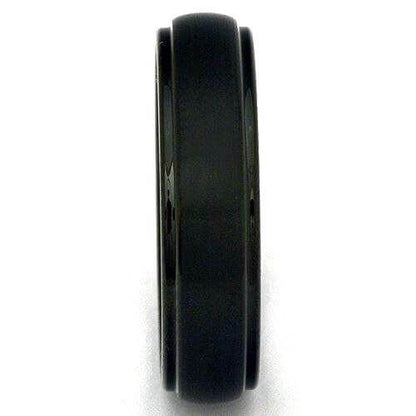 MIDA 6mm Round Wedding Band Black Tungsten Ring Brushed - Gaboni Jewelers