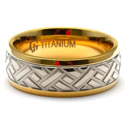 NEPTO 14K Yellow Gold Plated Titanium Car Tire Ring - Gaboni Jewelers