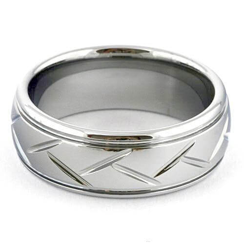 Men's white clearance tungsten wedding bands