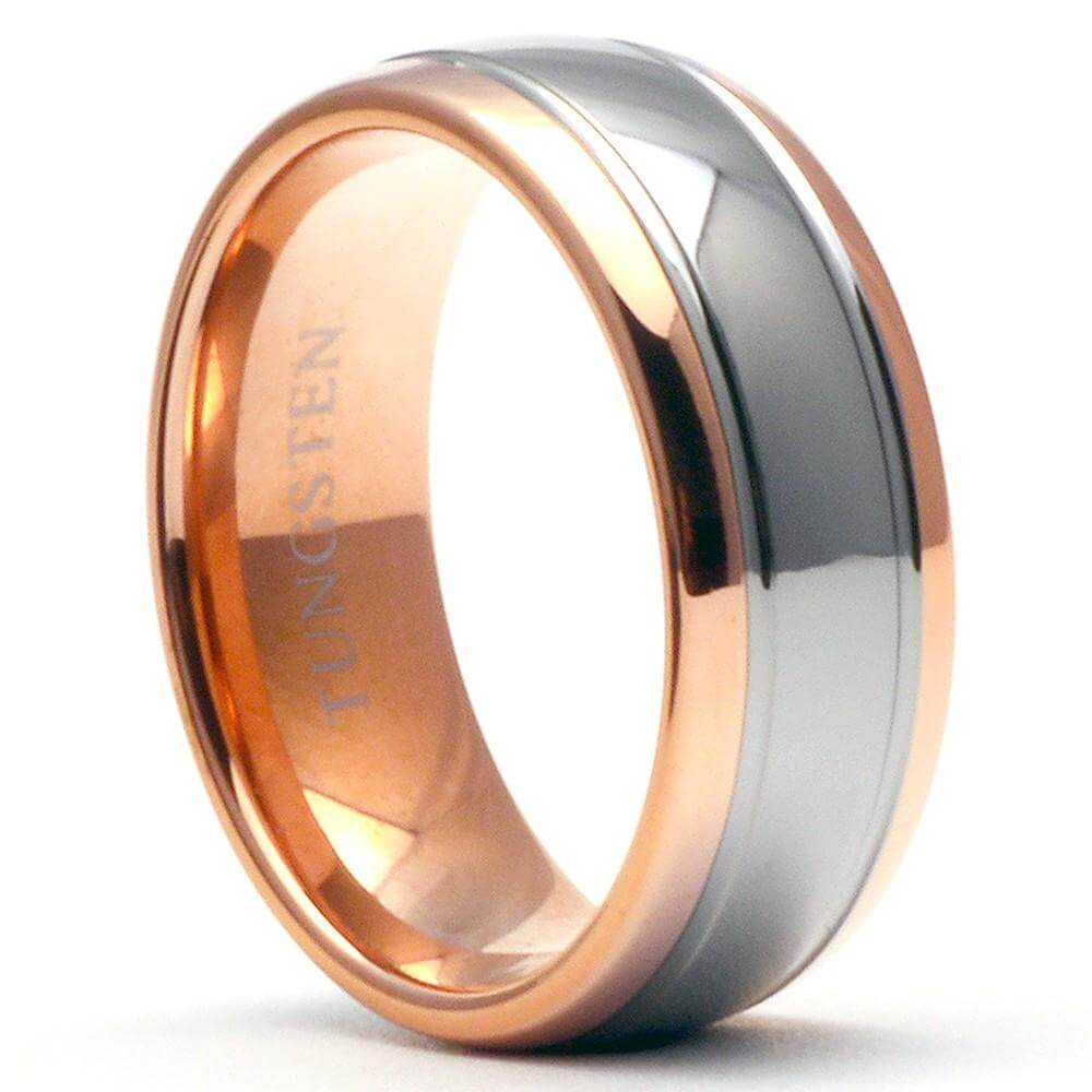 SATON Tungsten Rose Gold Ring For Men - Gaboni Jewelers