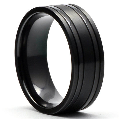 SORIS Flat Brushed Wedding Band Black Zirconium - Gaboni Jewelers