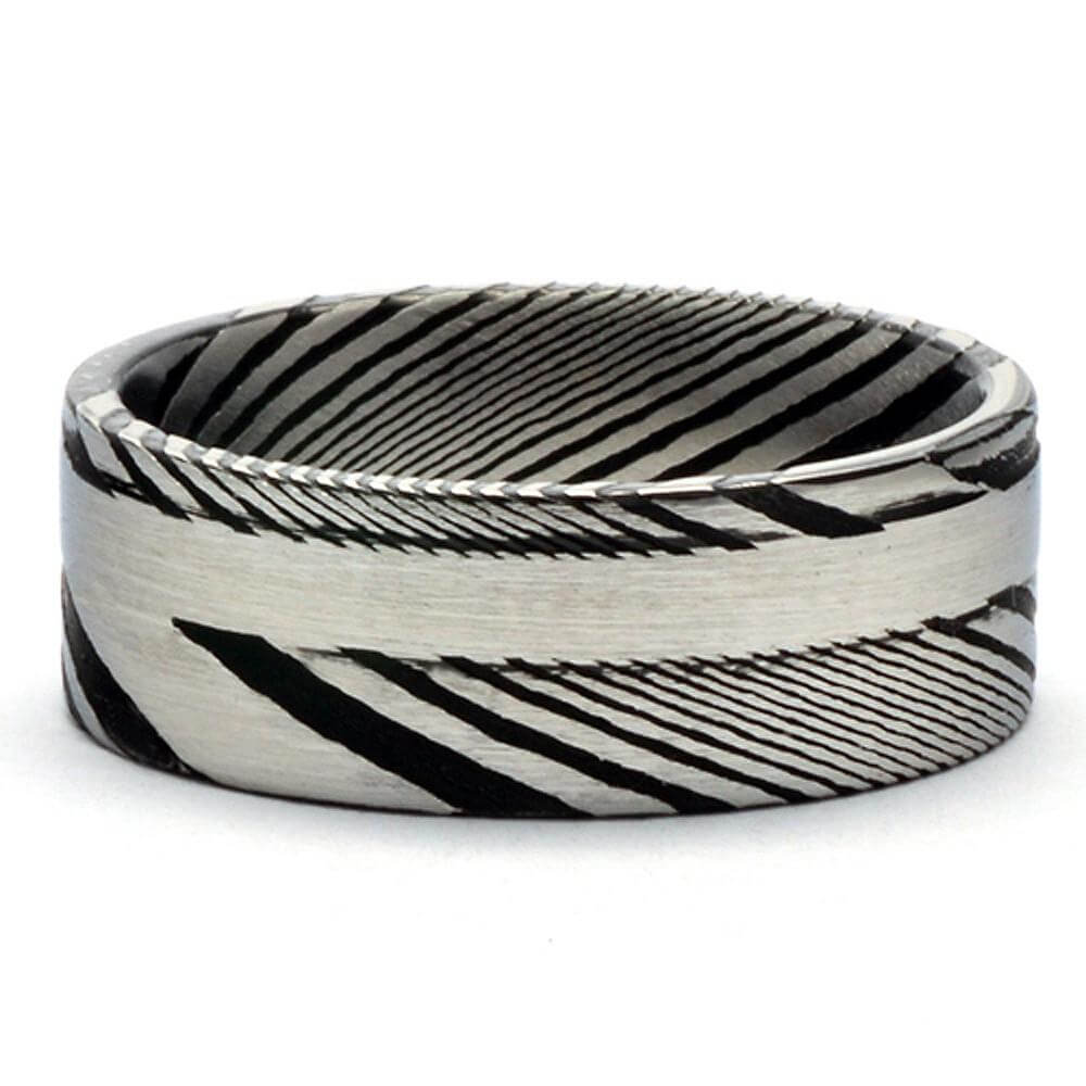 UPEX Modern Wedding Band in Damascus Steel - Gaboni Jewelers