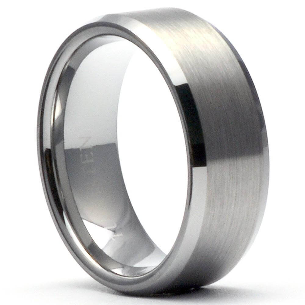 ZALTOR Brushed Tungsten Carbide Wedding Band & Beveled Edges - Gaboni Jewelers