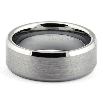 ZALTOR Brushed Tungsten Carbide Wedding Band & Beveled Edges - Gaboni Jewelers