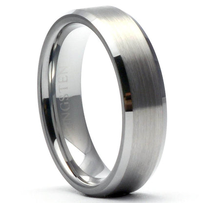 ZALTOR Brushed Tungsten Carbide Wedding Band & Beveled Edges - Gaboni Jewelers