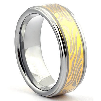 ZULU Mokume-Gane Tungsten Wedding Band Brushed & Steps - Gaboni Jewelers