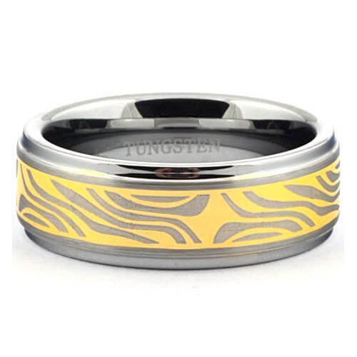 ZULU Mokume-Gane Tungsten Wedding Band Brushed & Steps - Gaboni Jewelers